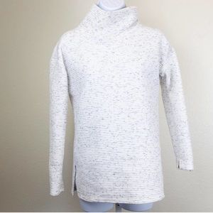 RBX Ice White Gray Quilted Athletic Mock Neck Sweatshirt, size Small.